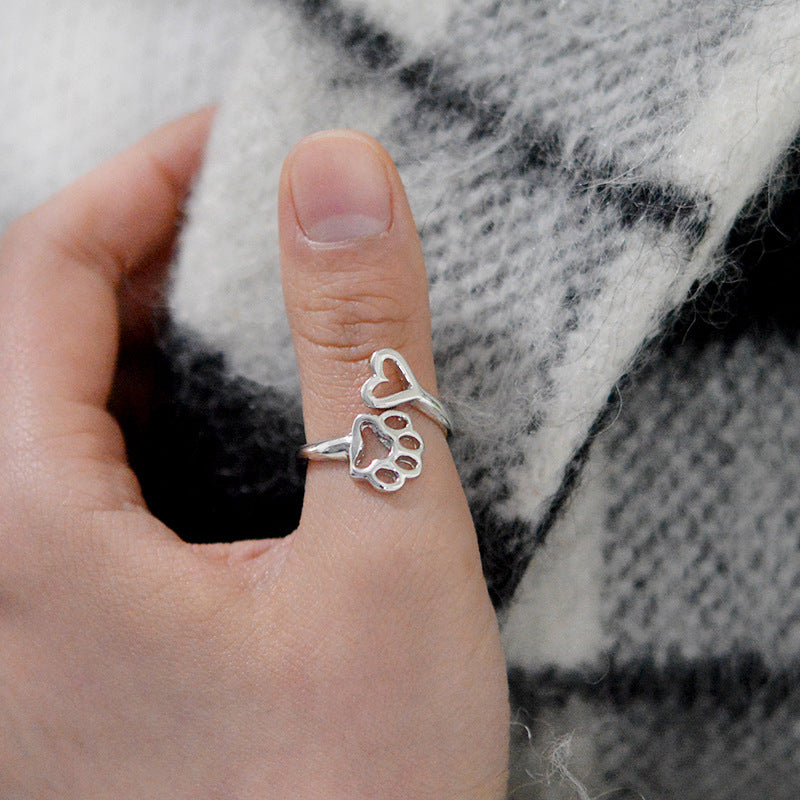 Ladies' Jewelry Ring - Dog Paw Print, Fully Adjustable