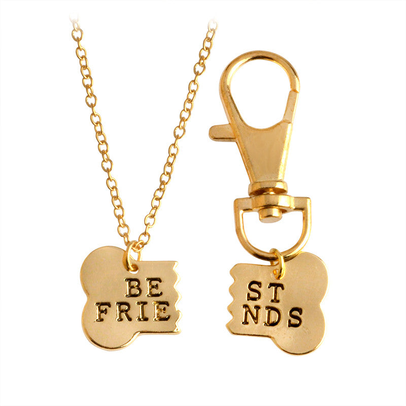 Broken Dog Bone Best Friends Pendant Necklace Keychain