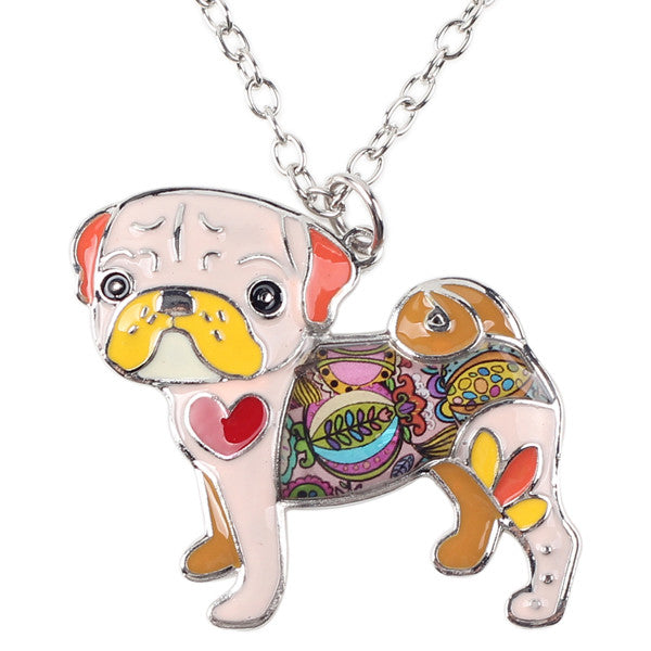 Unique Enamel Pug Dog Necklace