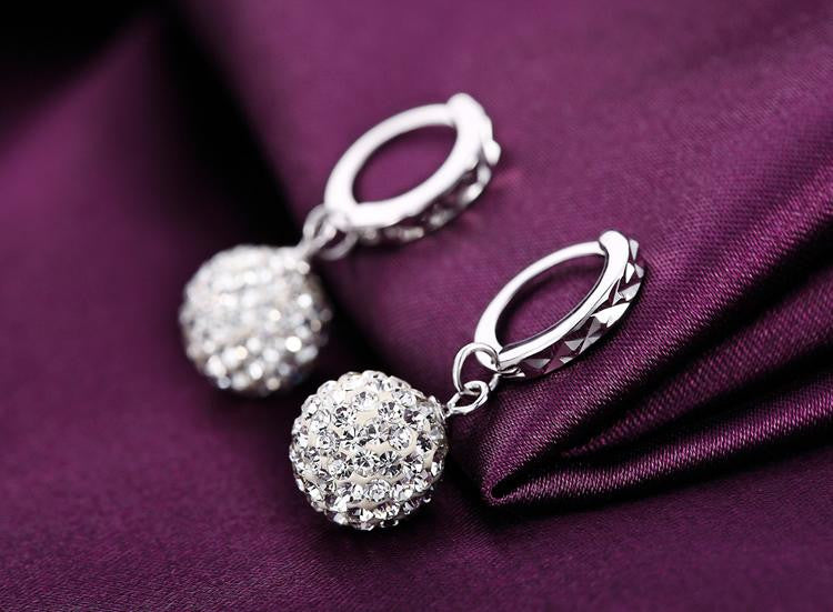 Luxury Crystal Shamballa Princess Ball Silver Stud Earrings Jewelry For Discerning Women