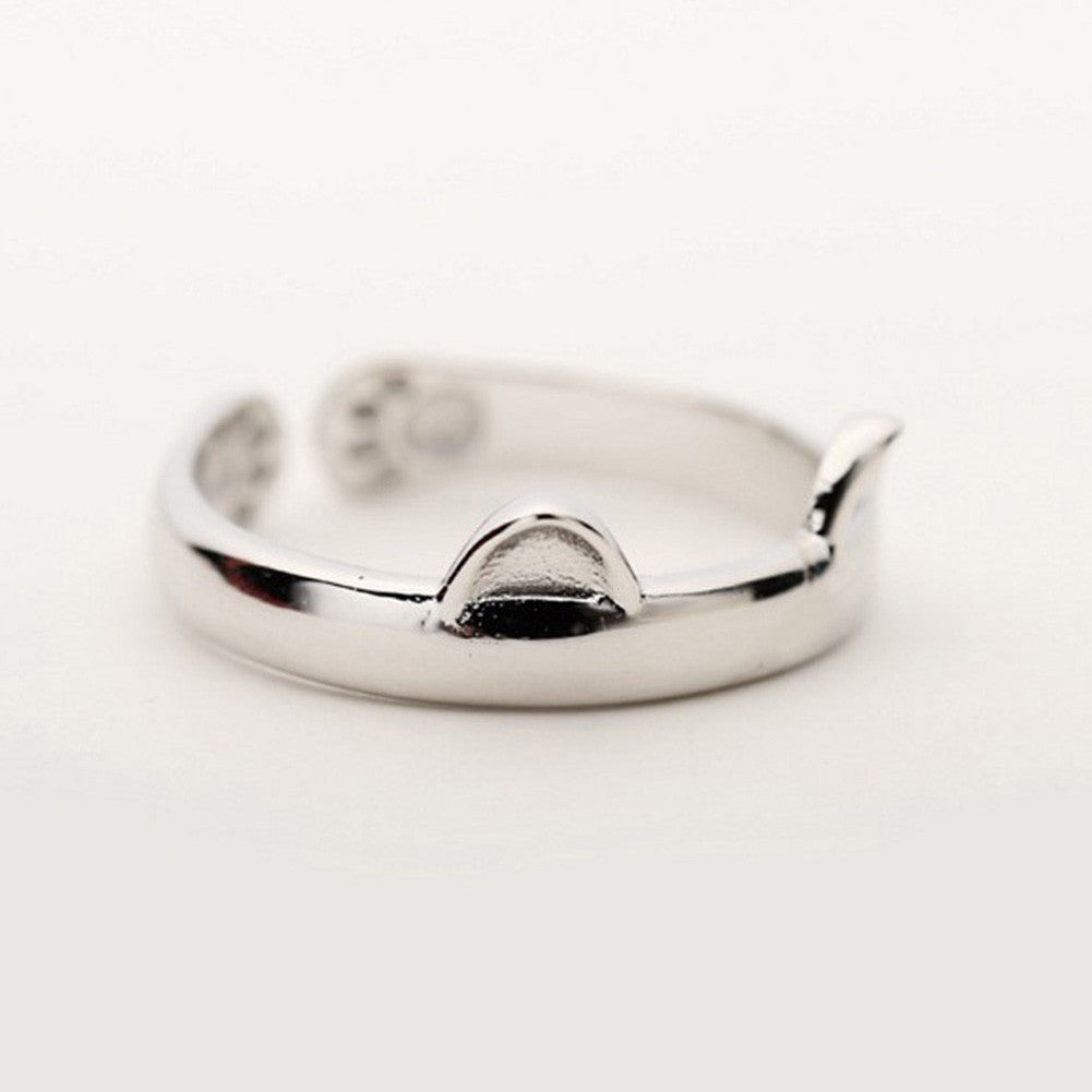 Midi-Finger Boho Silver-Plated Kitty Cat Ear Ring