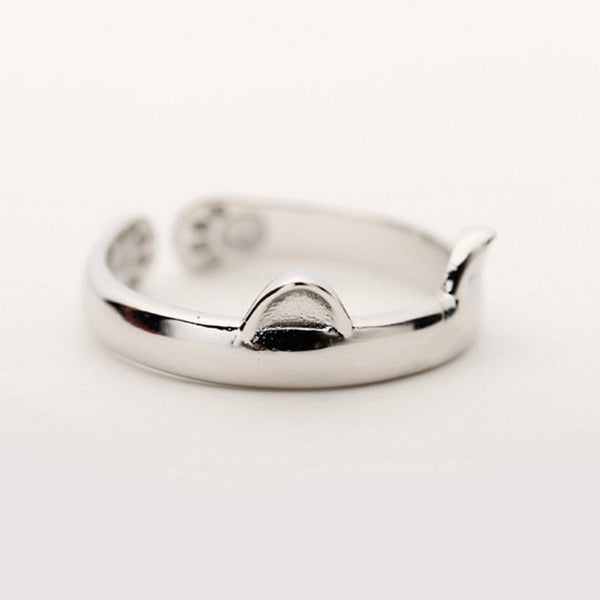 Midi-Finger Boho Silver-Plated Kitty Cat Ear Ring