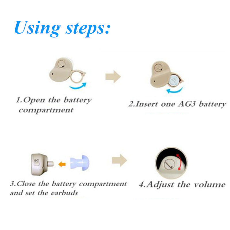 Mini Hearing Aids - Portable Audiophones With Adjustable Tone Amplifier